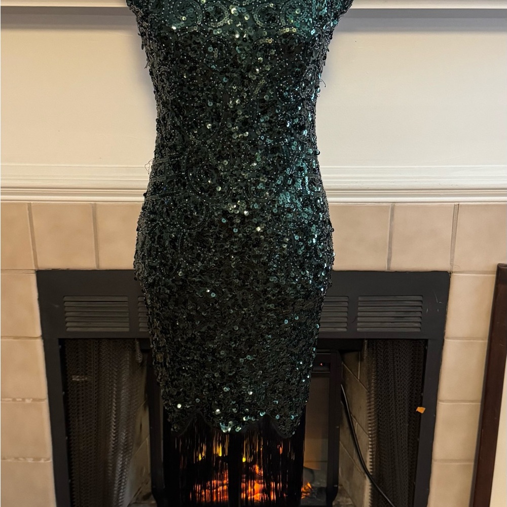 Green Sequin Flapper Dress